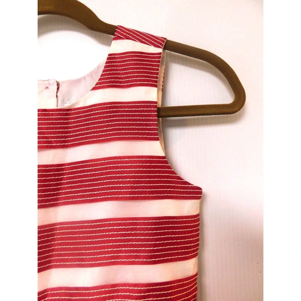 Jona Michelle Girls Size 10  Cranberry and White Striped Dress‎ Bow in front